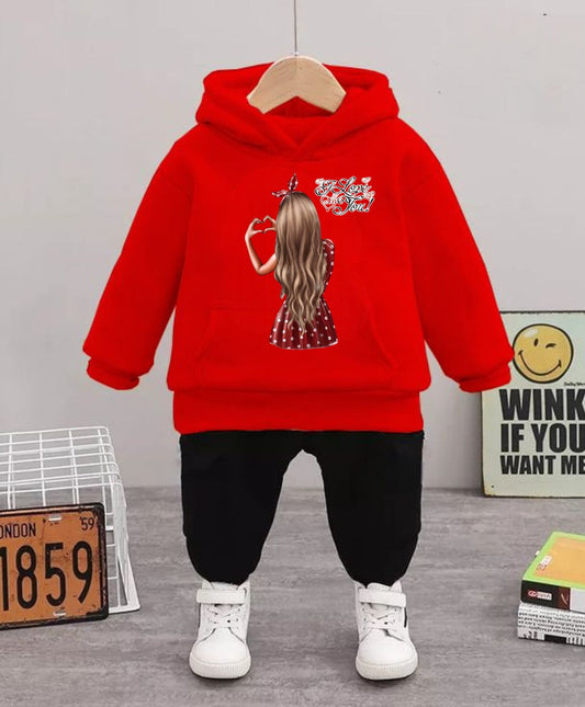 'I Love You' Heart Hand Sign Girl Hoodie Set