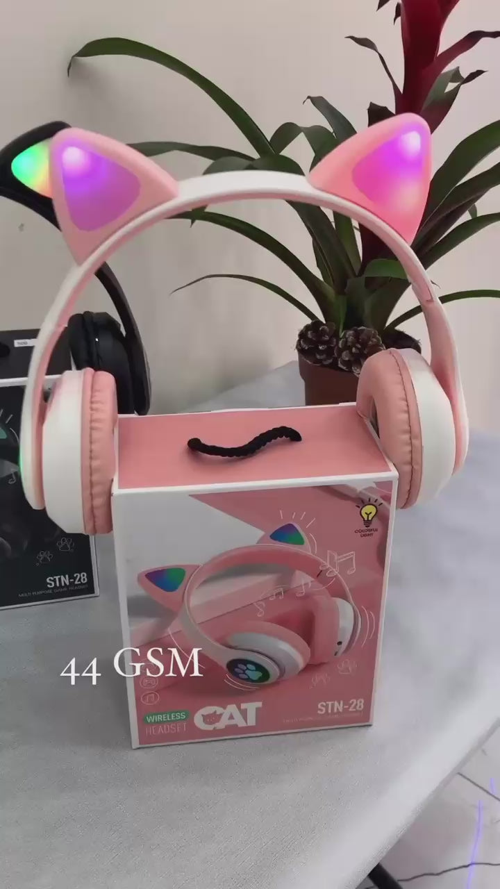 STN-28 Cute Cat Ear Over-Ear Bluetooth Headphone for Kids and Teens