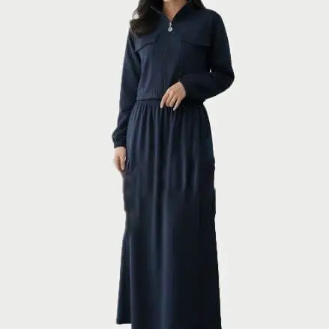 Chic Beige Two-Piece Cargo Skirt & Cropped Jacket Set