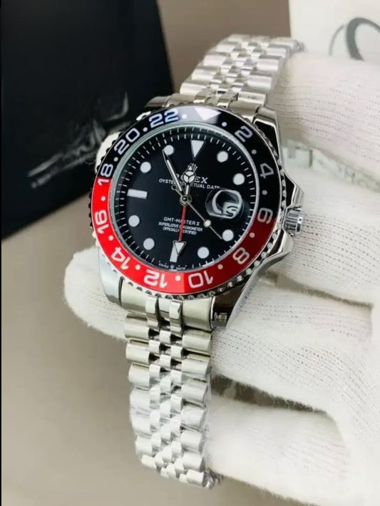 Luxury Men's GMT-Master II Style Watch - Steel Jubilee Chain & Bi-Color Bezel