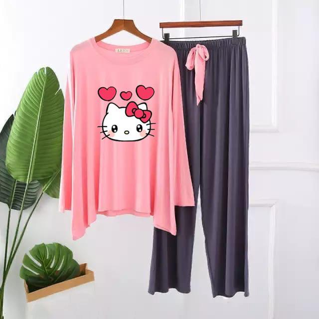 Adorable Cartoon Character Graphic Pajama Set - Loose Fit Two-Piece