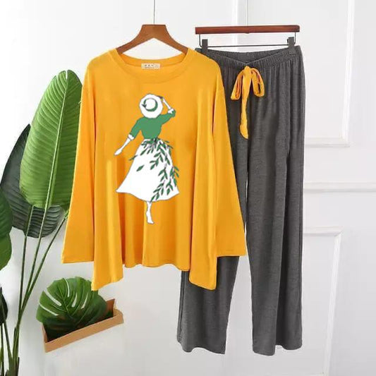 Stylish Woman Print Two-Piece Home Wear & Sleepwear Set