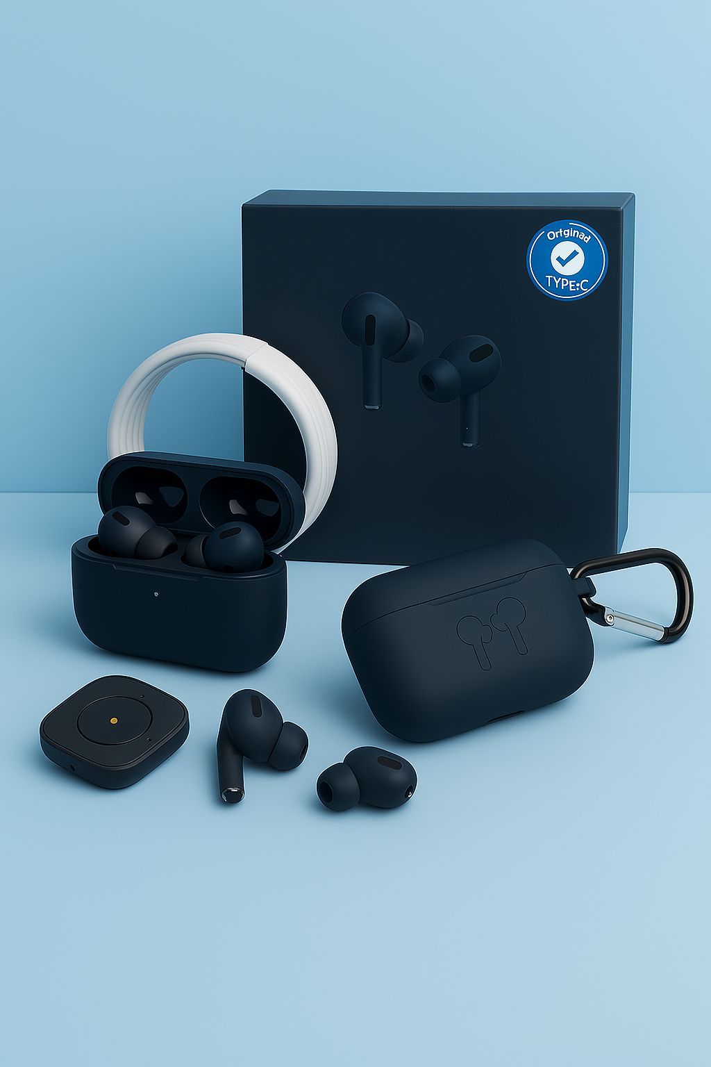 Premium Black Wireless Earbuds with ANC and Case Protection Cover