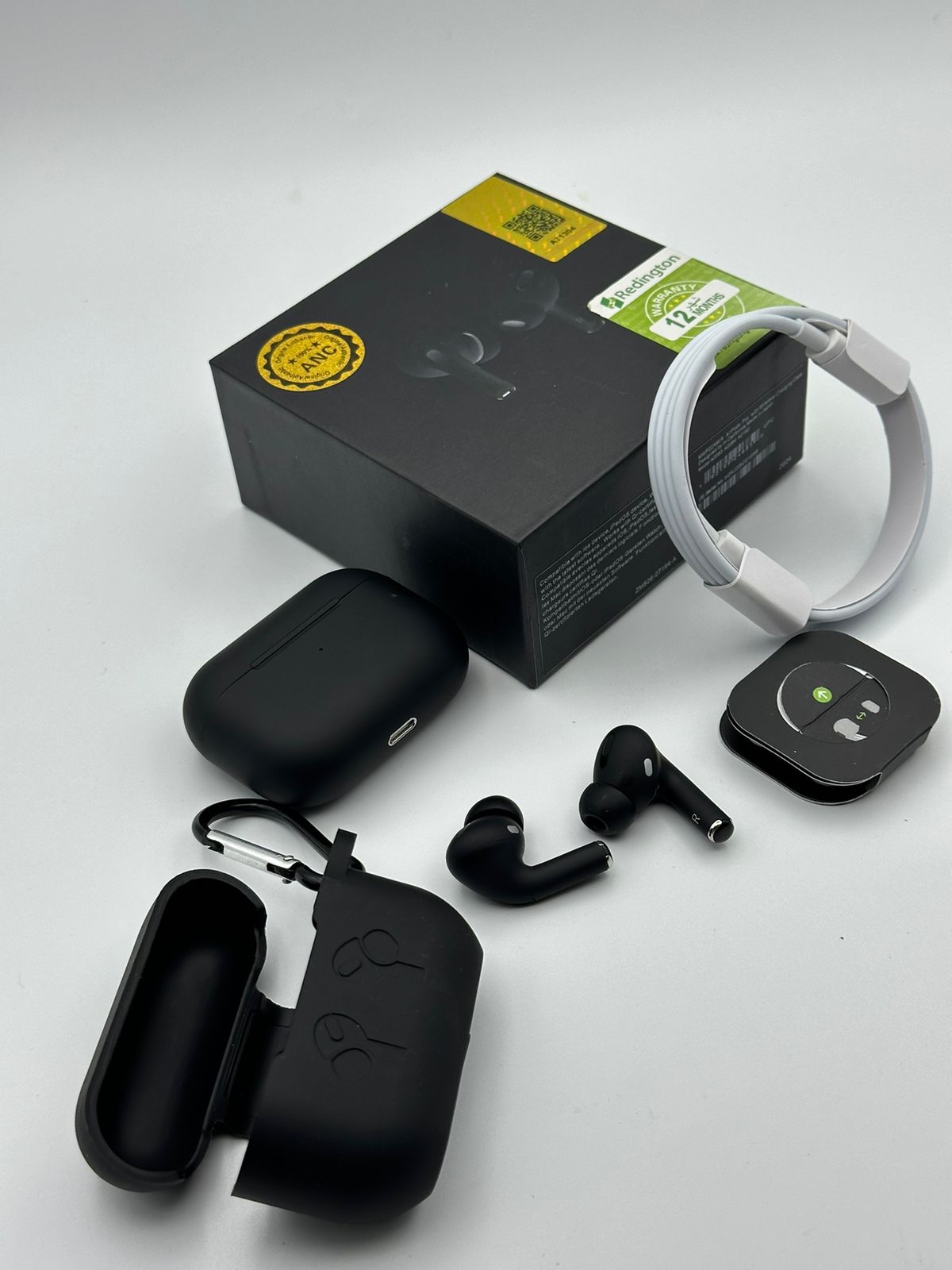 Premium Black Wireless Earbuds with ANC and Case Protection Cover