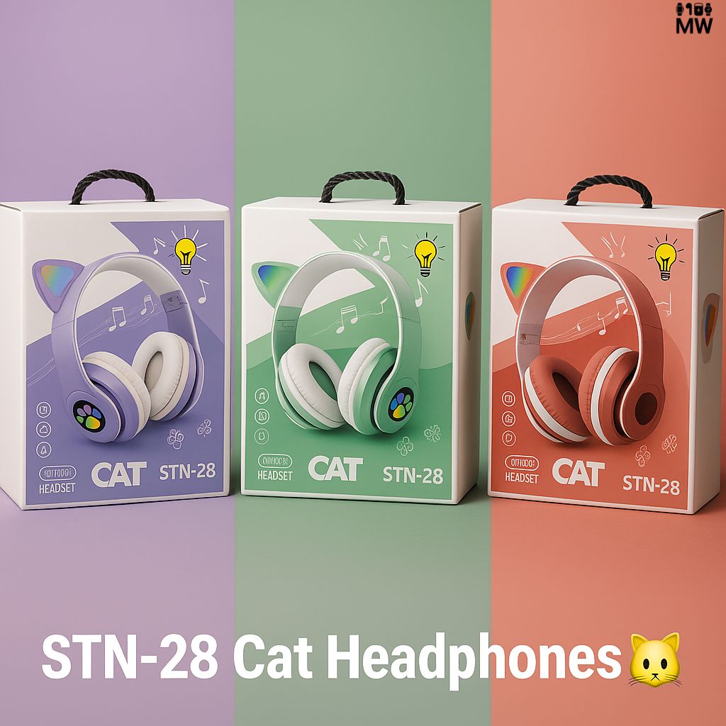 STN-28 Cute Cat Ear Over-Ear Bluetooth Headphone for Kids and Teens