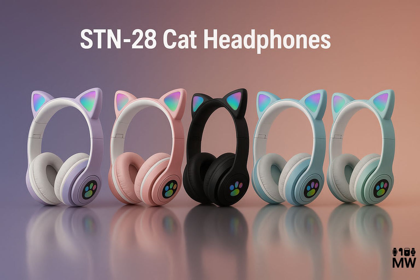 STN-28 Cute Cat Ear Over-Ear Bluetooth Headphone for Kids and Teens