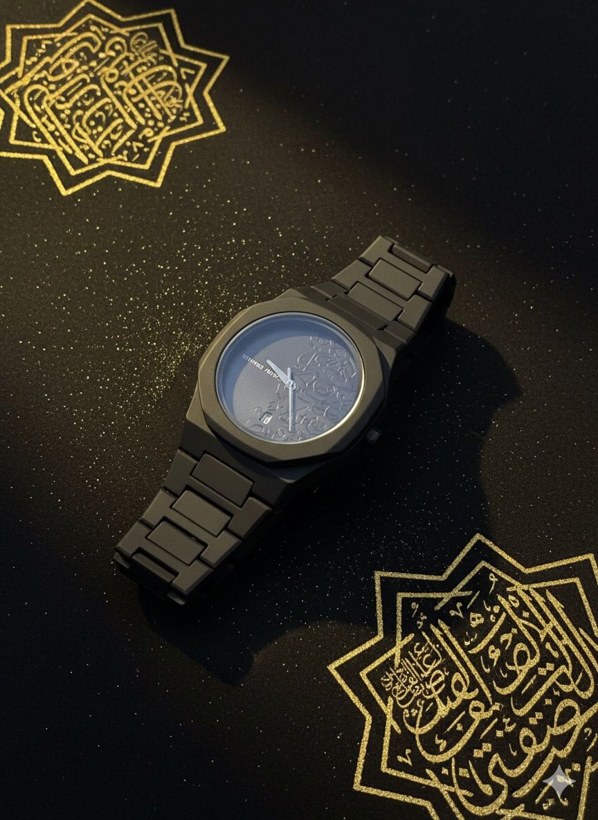 AURA Stylish Men's Watch - Arabic Numeral Dial, Date Function & Steel Chain