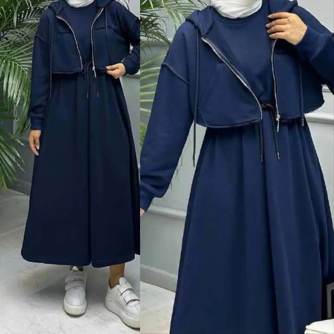 Modern Grey Two-Piece Skirt & Cropped Hoodie Set