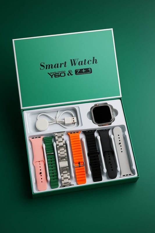 Y60 Sports Version Smart Watch (7+1 Set) - Ultra Model with Multiple Straps & Charger